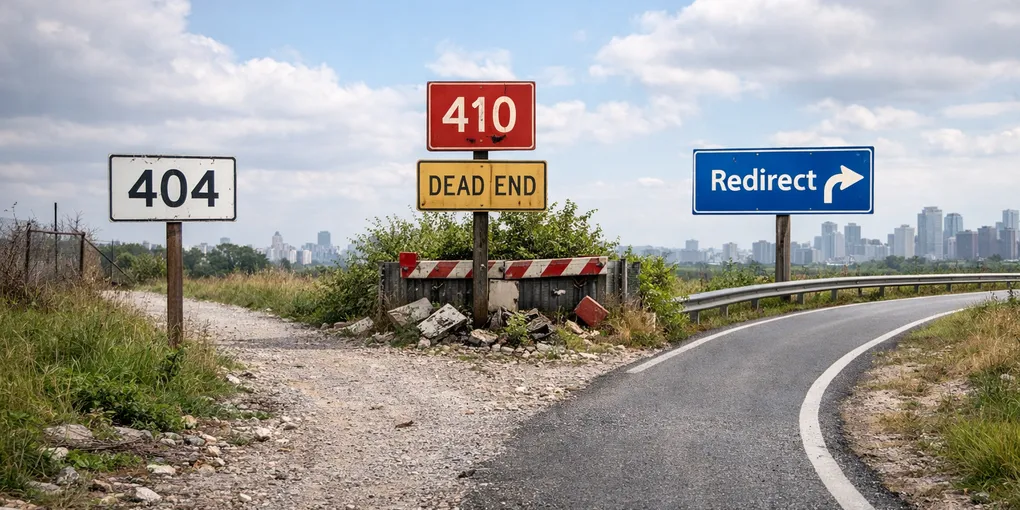 Editorial hero image for the core concept of this post. When to use 404, 410, and redirects without hurting SEO